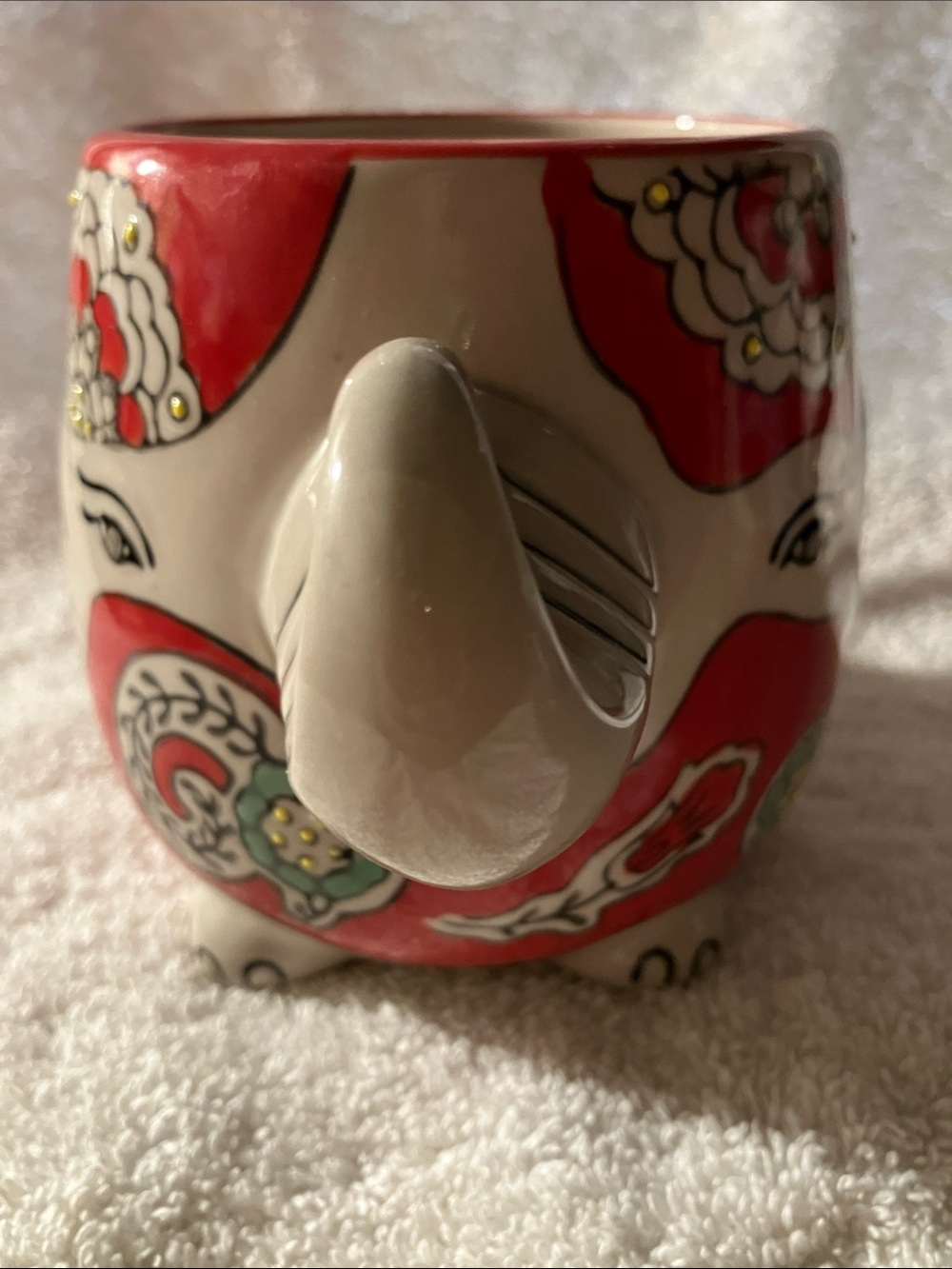 Ceramic Elephant Mug in Red , White,Green